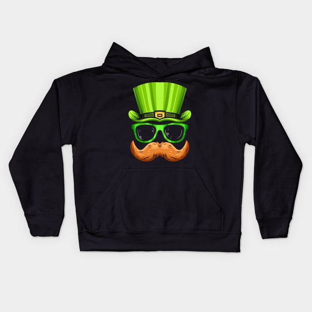 Red Beard Green Hat And Glasses Costume For St. Patricks Day Kids Hoodie by SinBle